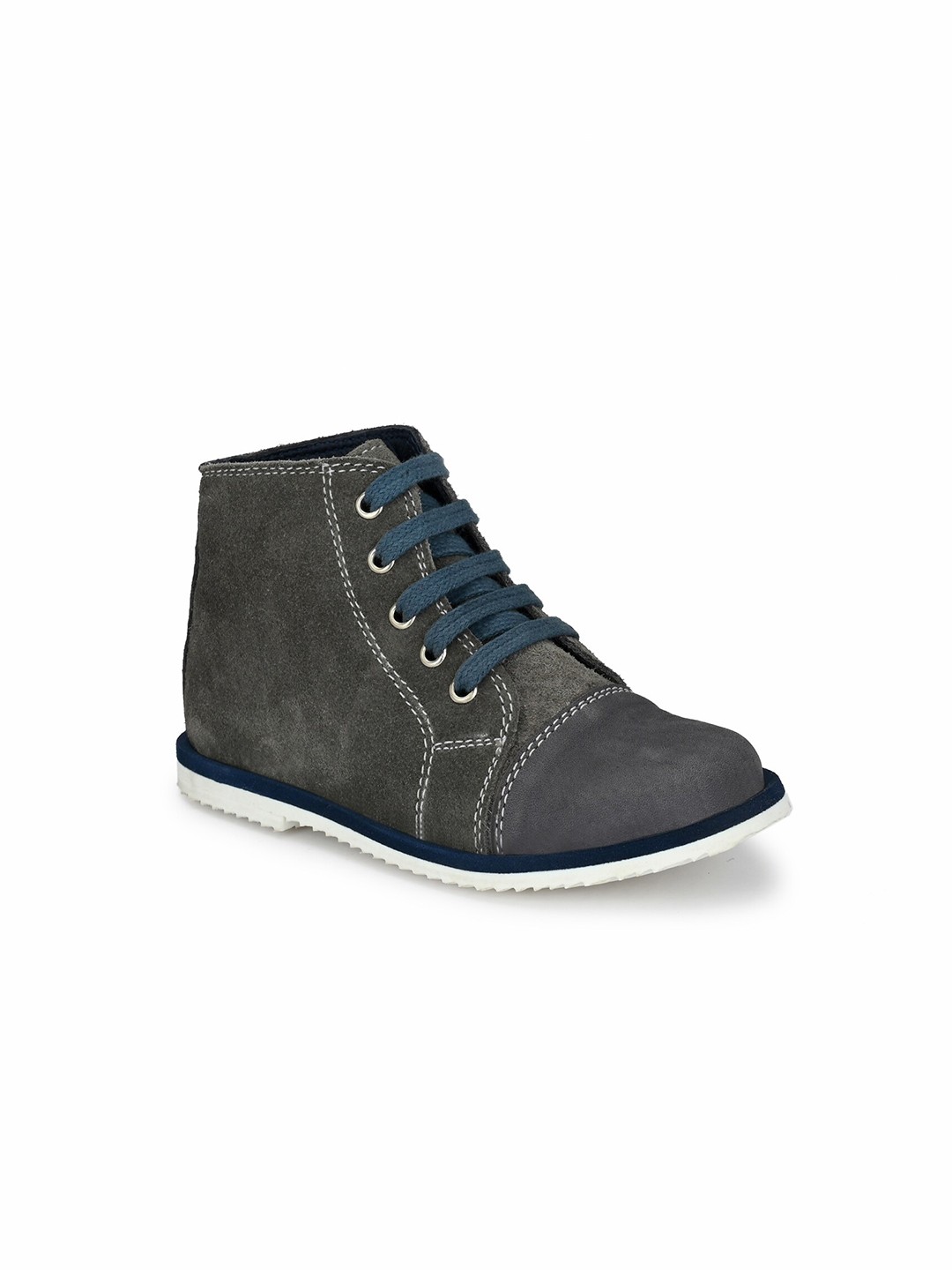 

TUSKEY Boys Charcoal Grey Leather High-Top Sneakers