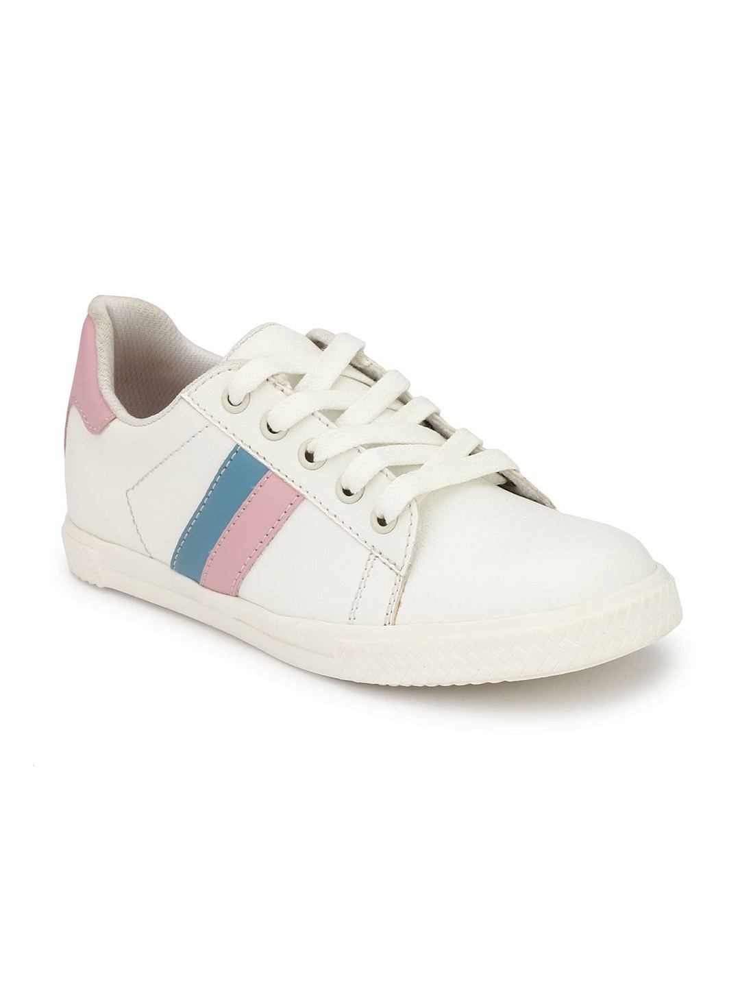 

TUSKEY Boys White & Pink Colourblocked Antiskid Leather Sneakers