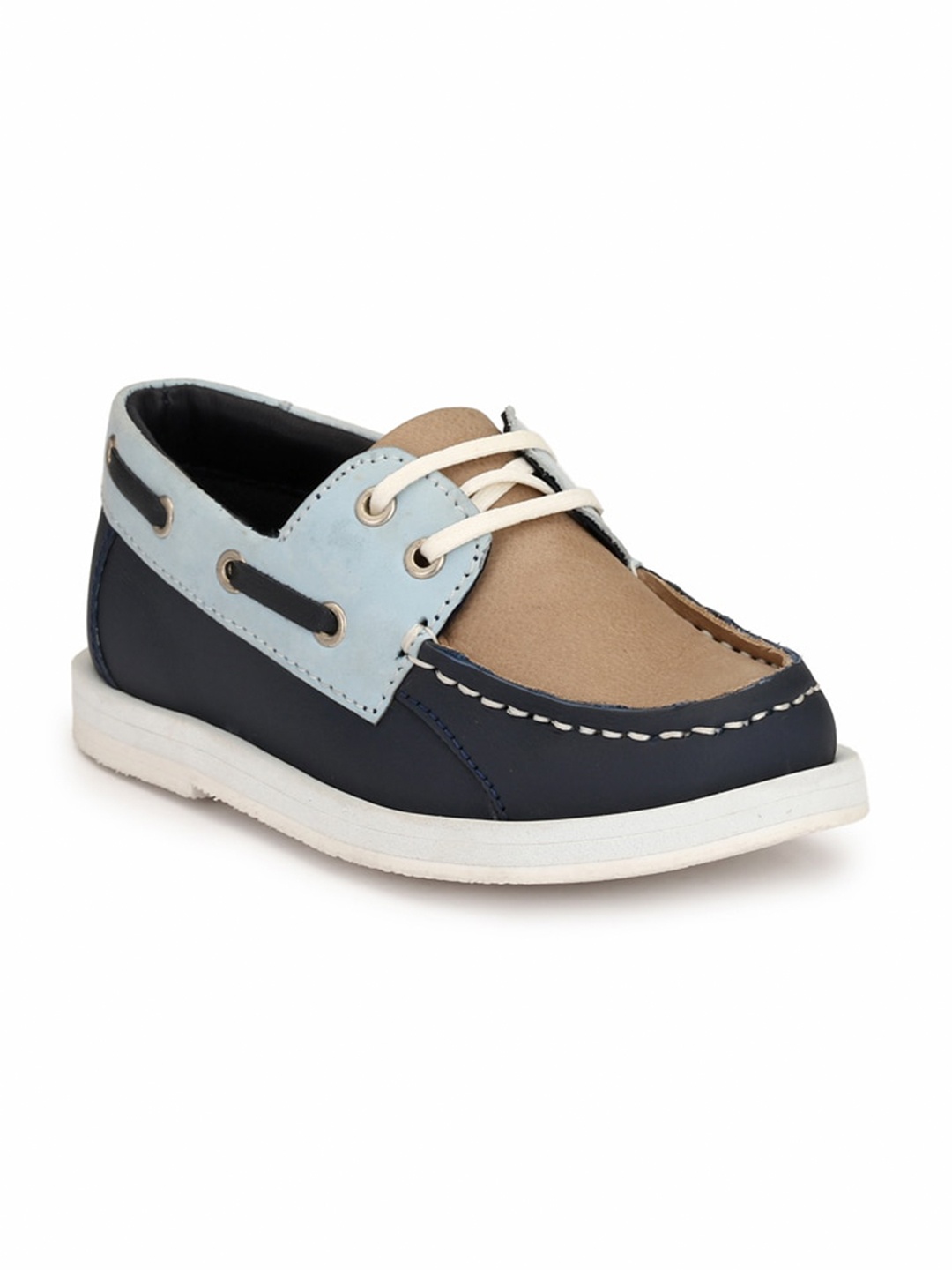 

TUSKEY Boys Colourblocked Leather Boat Shoes Casual Shoes, Blue