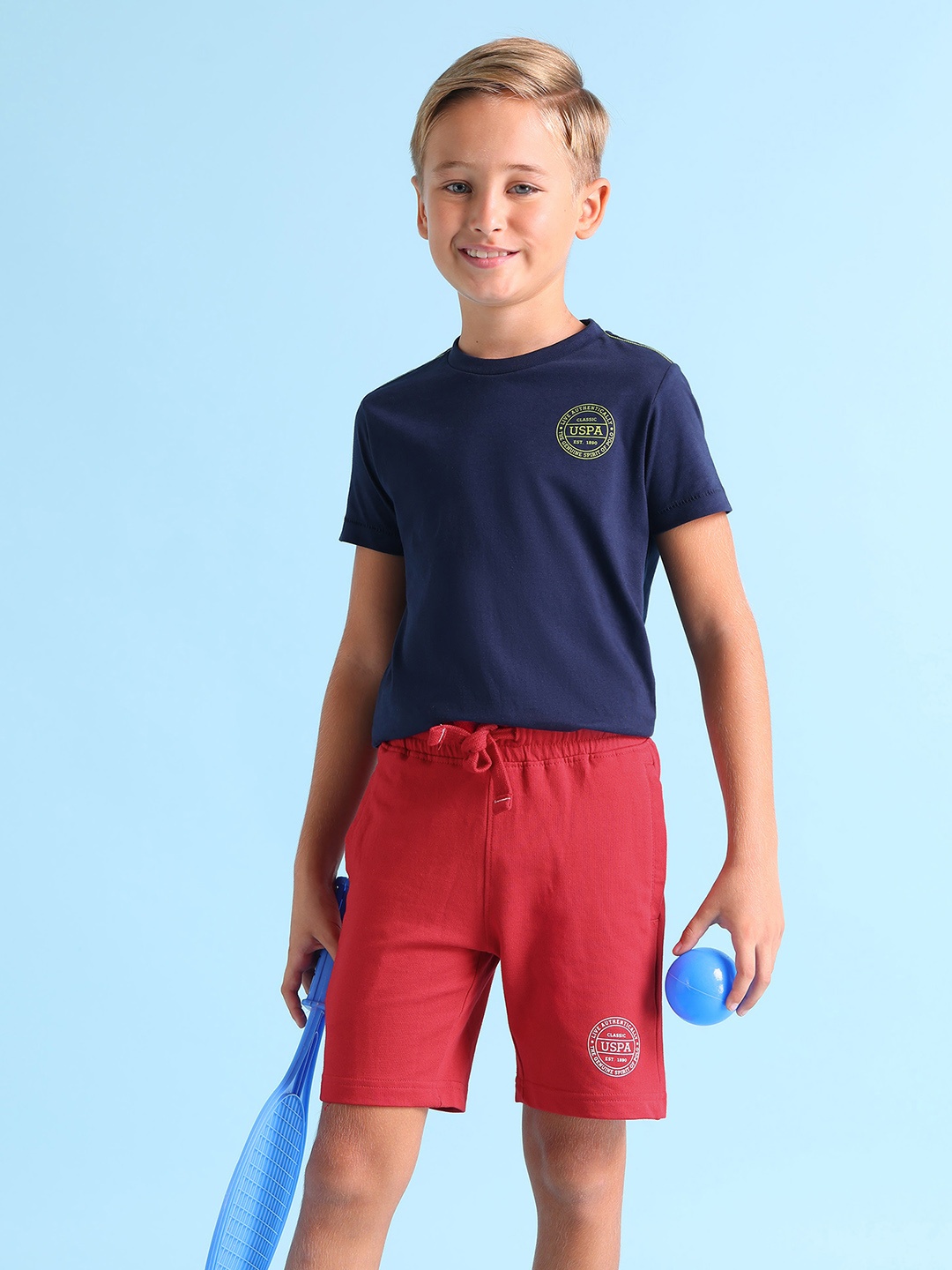 

U.S. Polo Assn. Kids Boys Red Cotton Solid Lounge Shorts