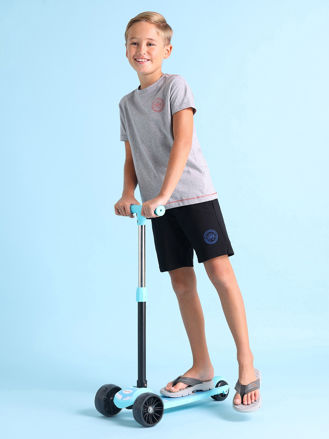 

U.S. Polo Assn. Kids Boys Black Cotton Solid Lounge Shorts