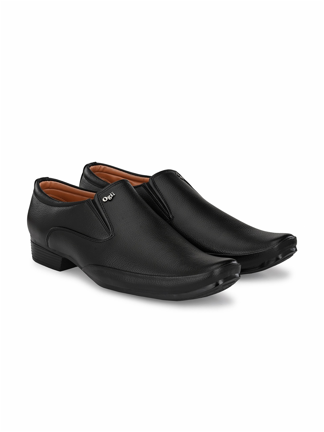 

Absolutee Shoes Men Black Textured Formal Slip-Ons