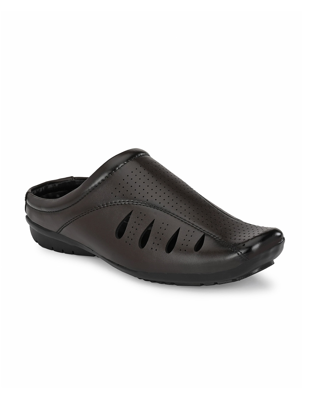 

Absolutee Shoes Men Black Perforations Mules, Brown
