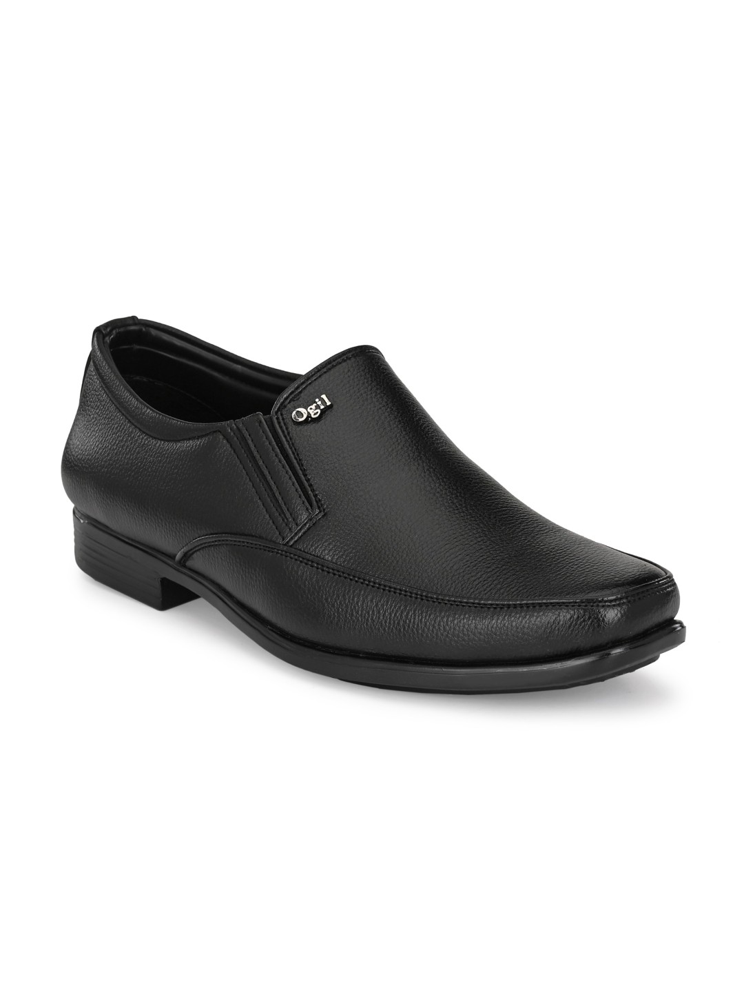 

Absolutee Shoes Men Black Textured Formal Slip-Ons