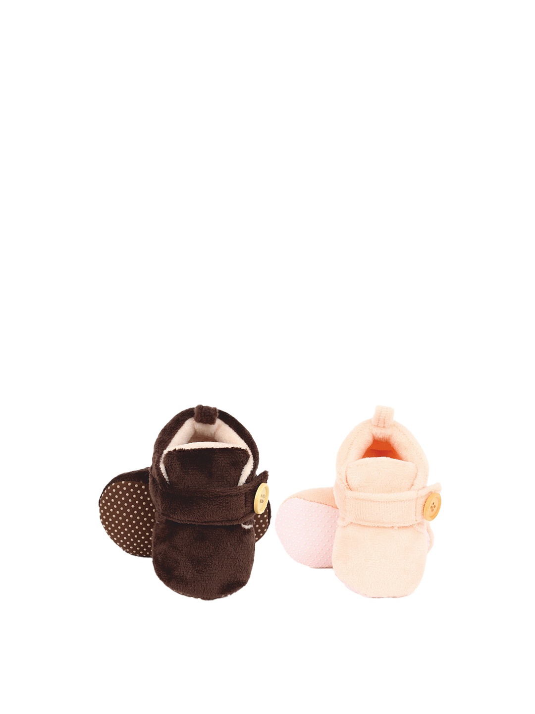 

Superminis Infants Brown & Peach Pack of 2 Solid Booties