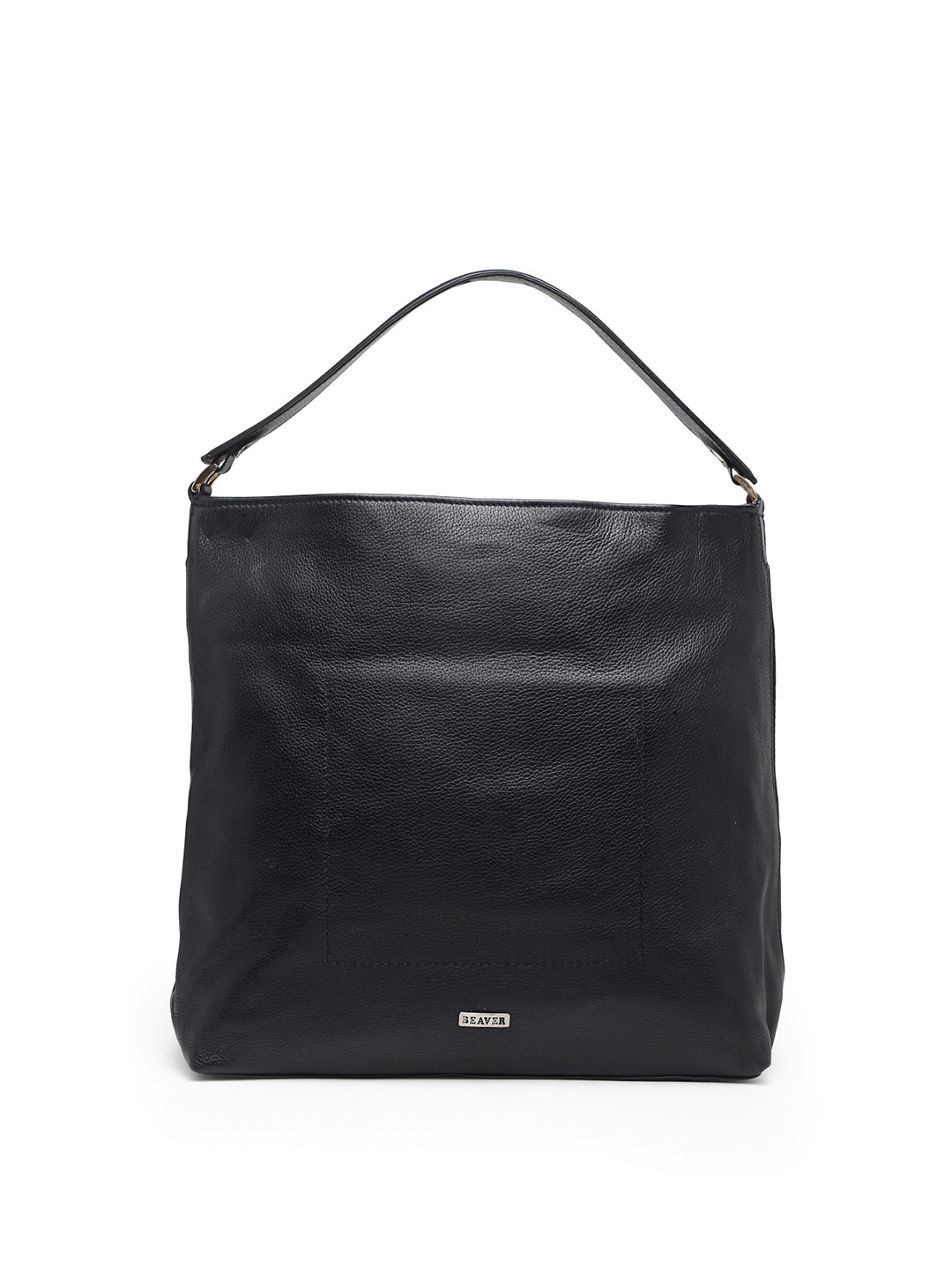

BEAVER Black Solid Leather Handheld Bag