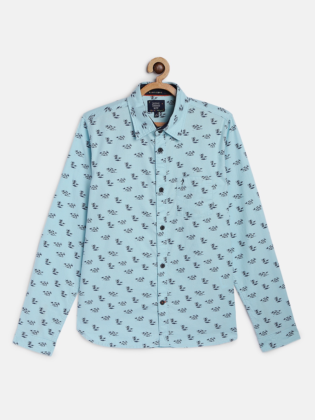 

Indian Terrain Boys Blue Printed Casual Shirt
