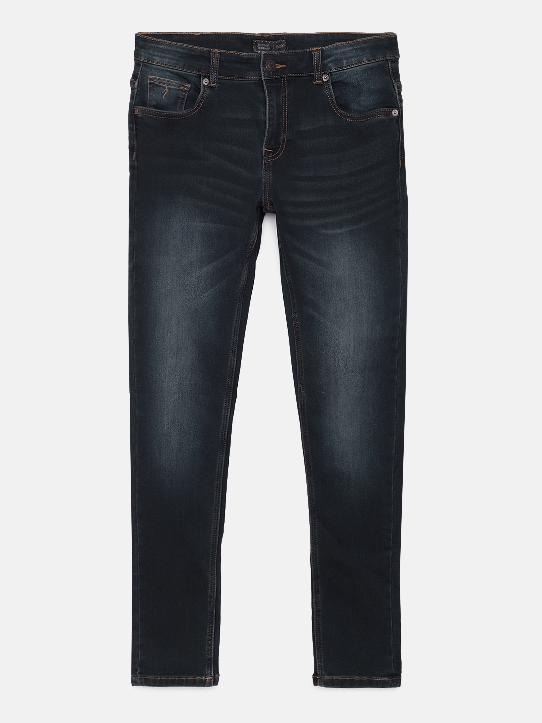 

Indian Terrain Boys Navy Blue Light Fade Stretchable Jeans