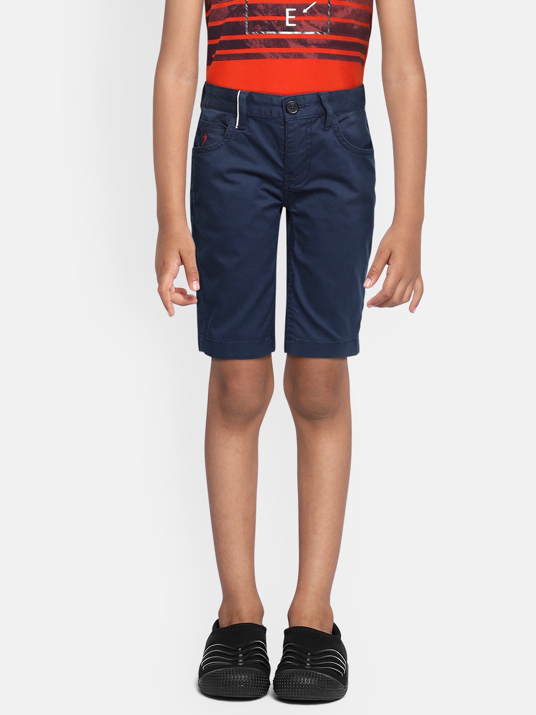 

Indian Terrain Boys Navy Blue Mid-Rise Pure Cotton Regular Shorts