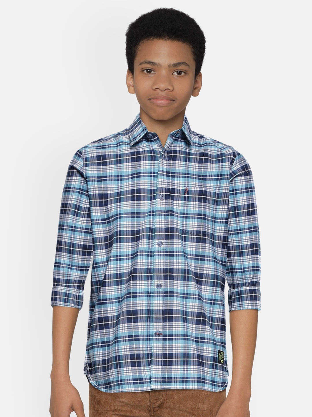 

Indian Terrain Boys Blue Pure Cotton Checked Casual Shirt