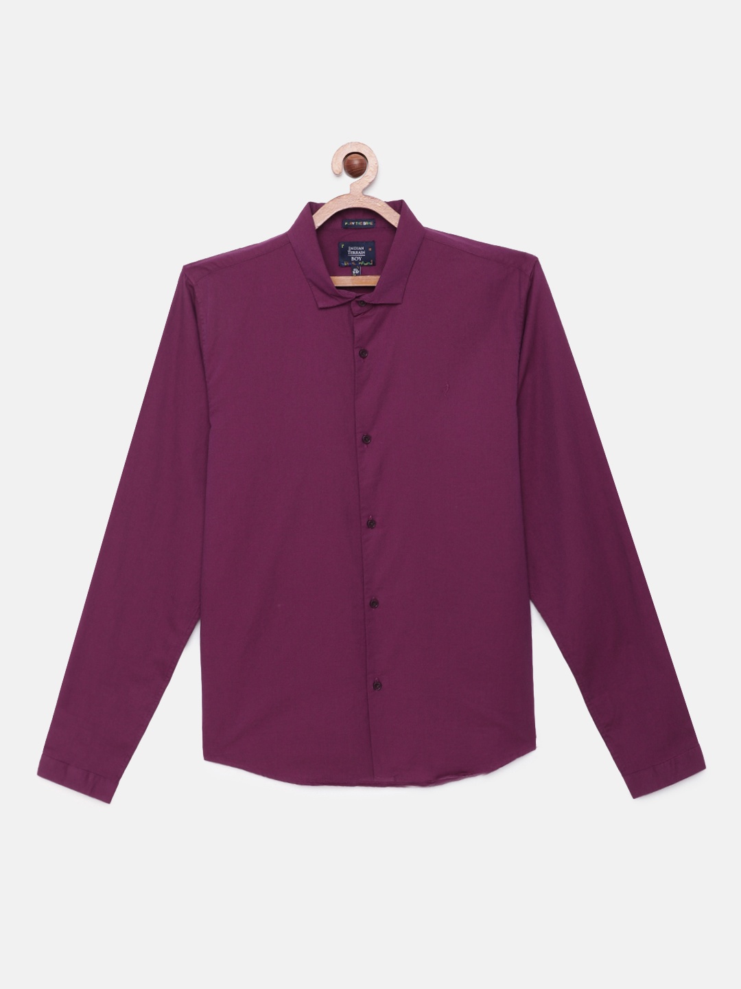 

Indian Terrain Boys Maroon Regular Fit Solid Pure Cotton Casual Shirt