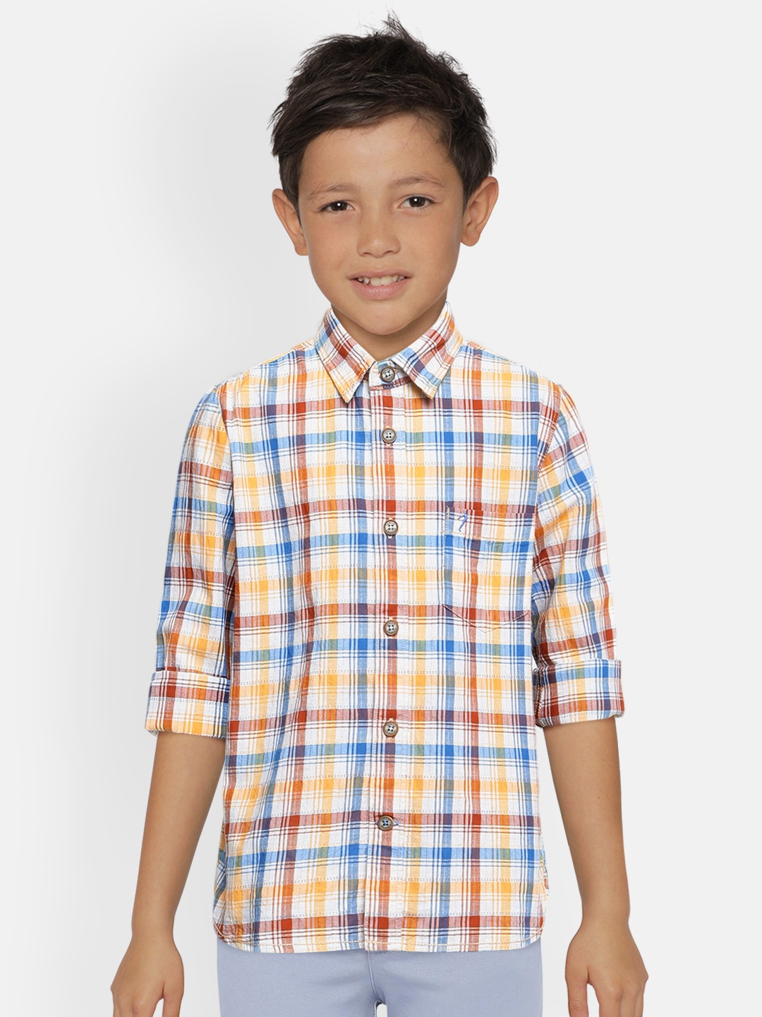 

Indian Terrain Boys Multi Checked Pure Cotton Casual Shirt