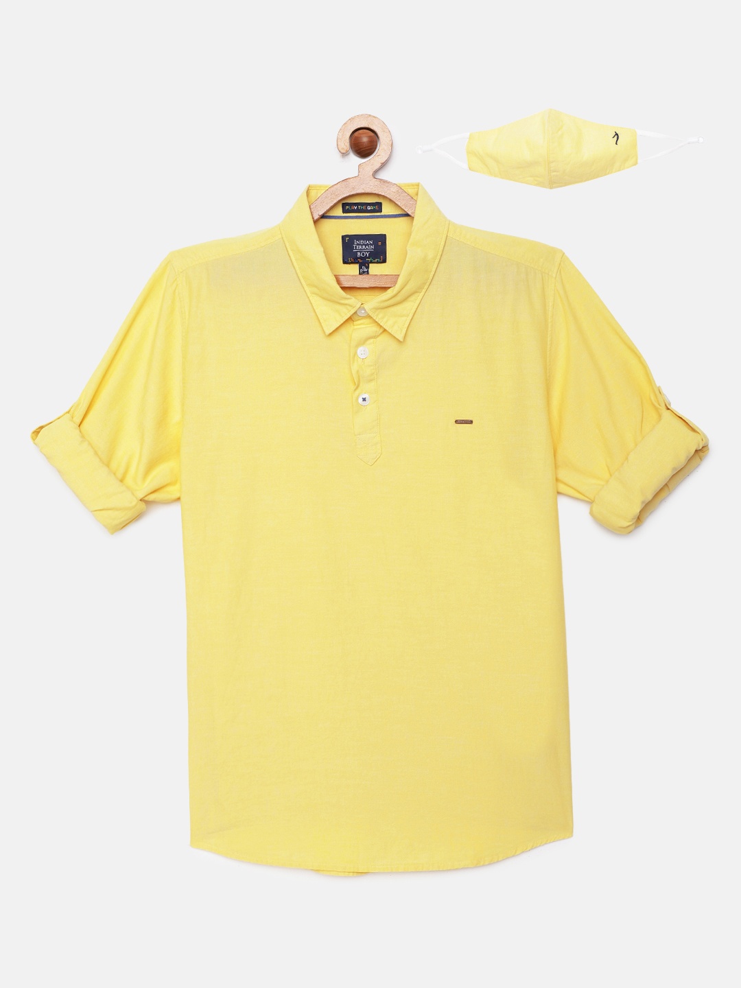 

Indian Terrain Boys Yellow Casual Shirt With Mask
