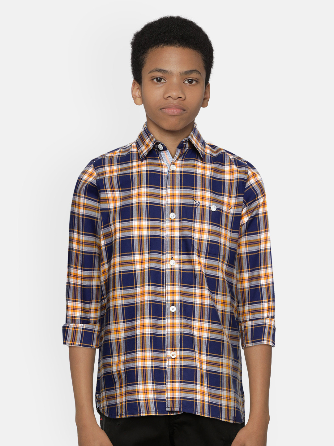

Indian Terrain Boys Blue & White Checked Regular Fit Pure Cotton Casual Shirt