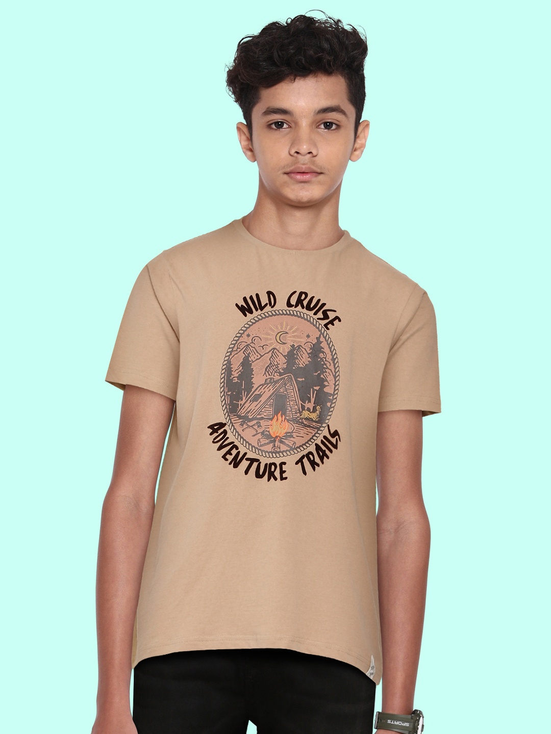 

Indian Terrain Boys Brown Pure Cotton Printed Pure Cotton T-shirt
