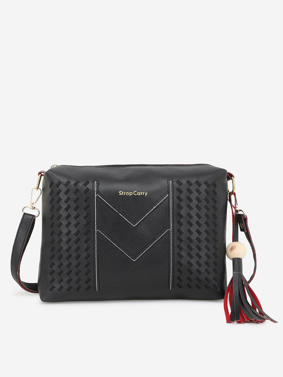 

Stropcarry Black Embroidered Sling Bag
