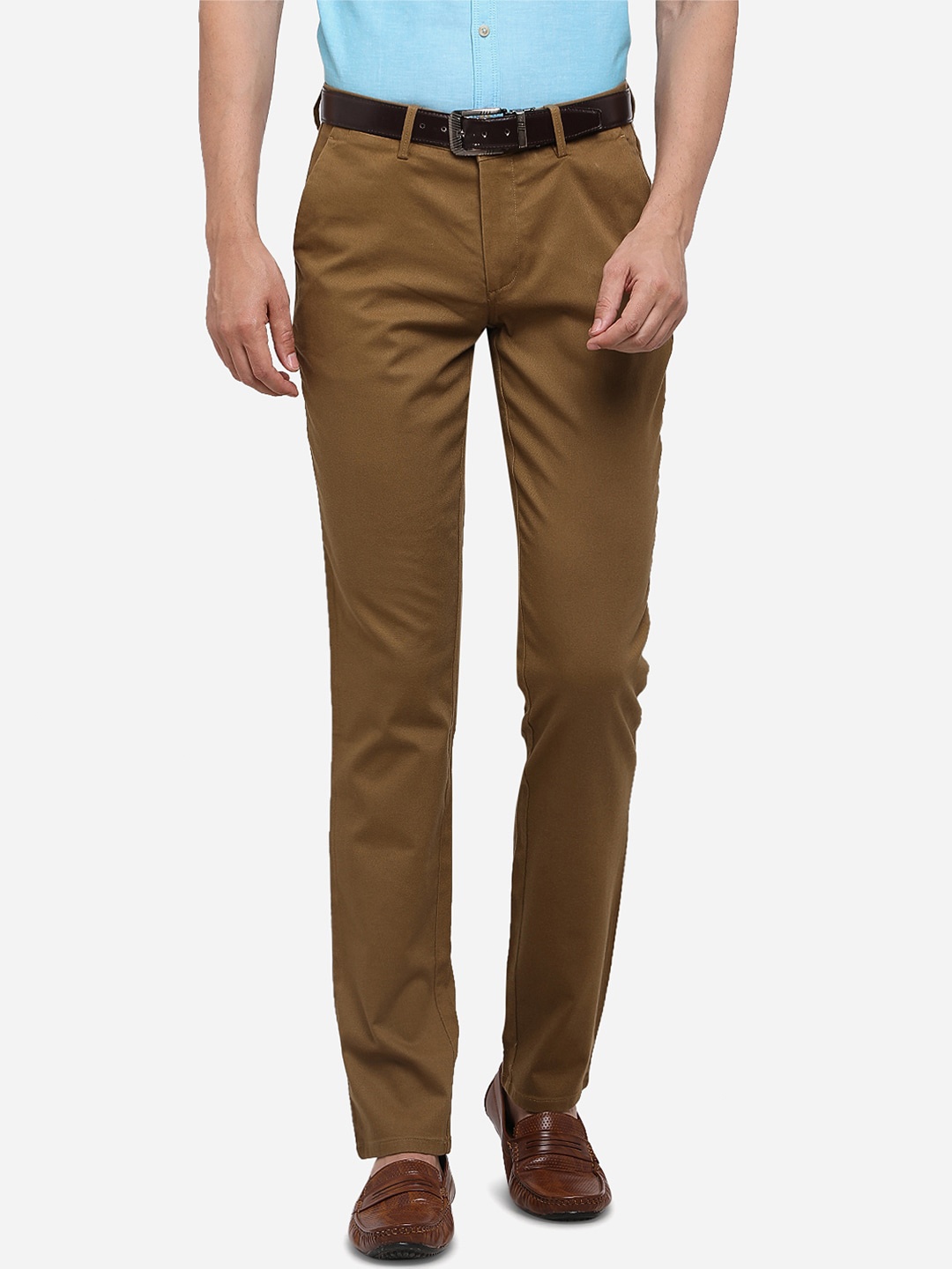 

JADE BLUE Men Beige Slim Fit Solid Chinos