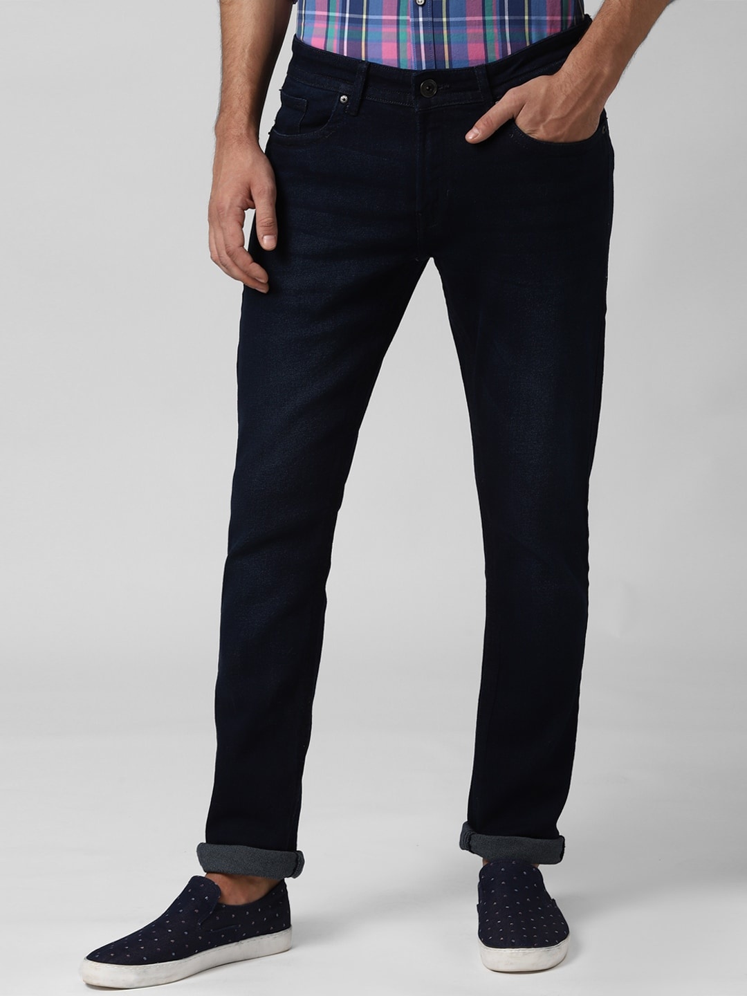 

Peter England Casuals Men Navy Blue Slim Fit Mid-Rise Clean Look Stretchable Jeans