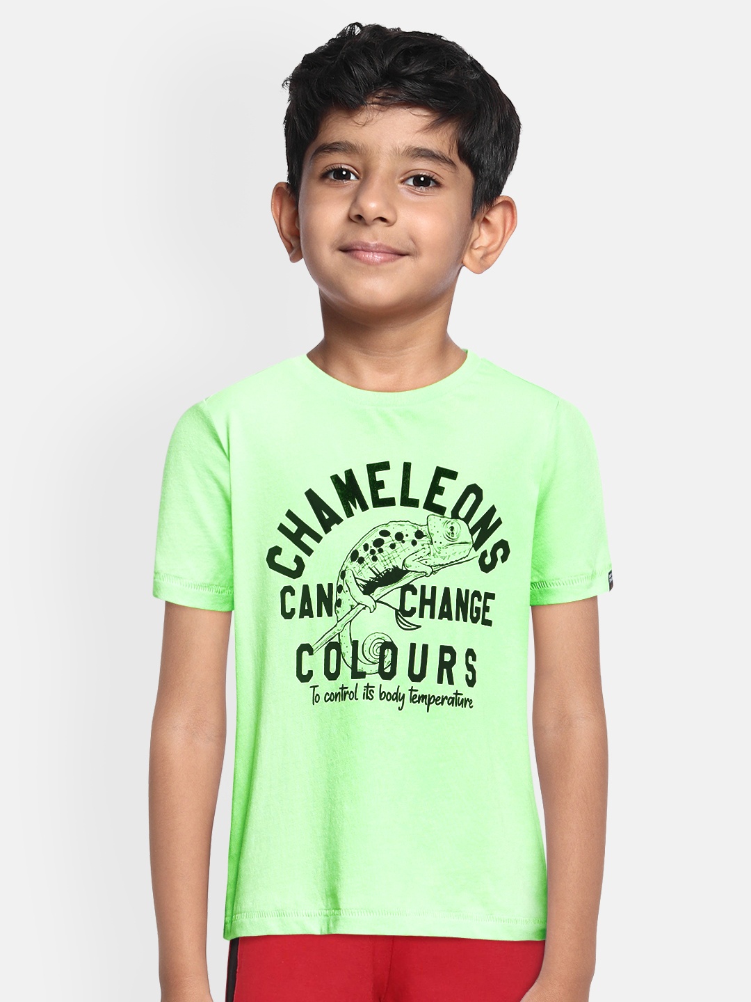 

Indian Terrain Boys Green Pure Cotton Typography Printed Pure Cotton T-shirt