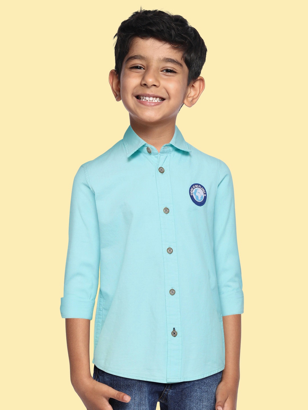 

Indian Terrain Boys Blue Solid Pure Cotton Casual Shirt