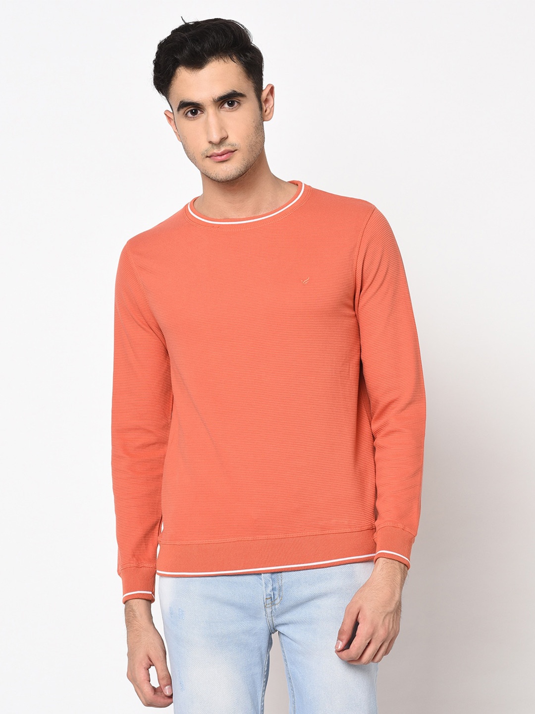 

Blackberrys Men Peach-Coloured Solid Sweatshirt