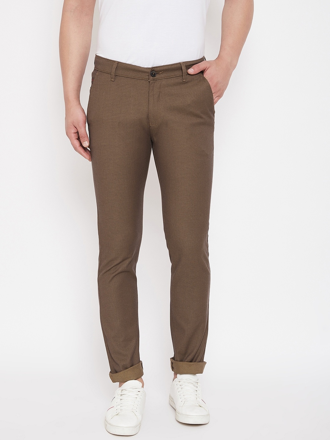 

Crimsoune Club Men Brown Slim Fit Self Design Regular Trousers
