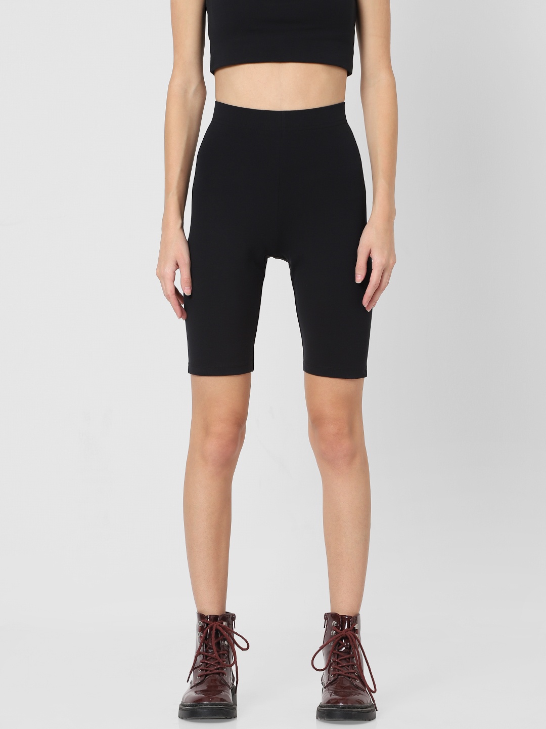 

ONLY Women Black Slim Fit Mid-Rise Regular Shorts