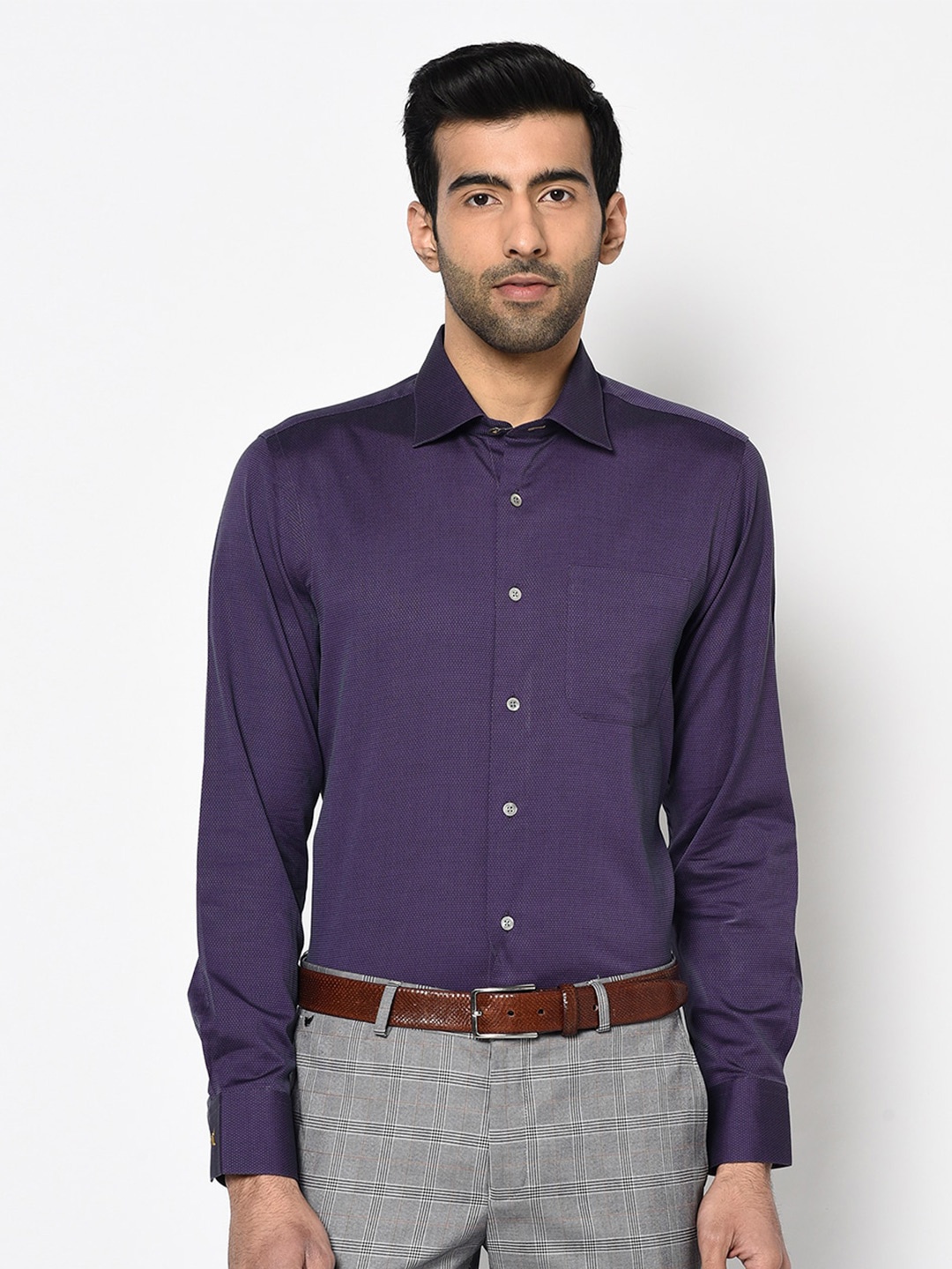 

Blackberrys Men Purple Smart Regular Fit Self Design Formal Shirt