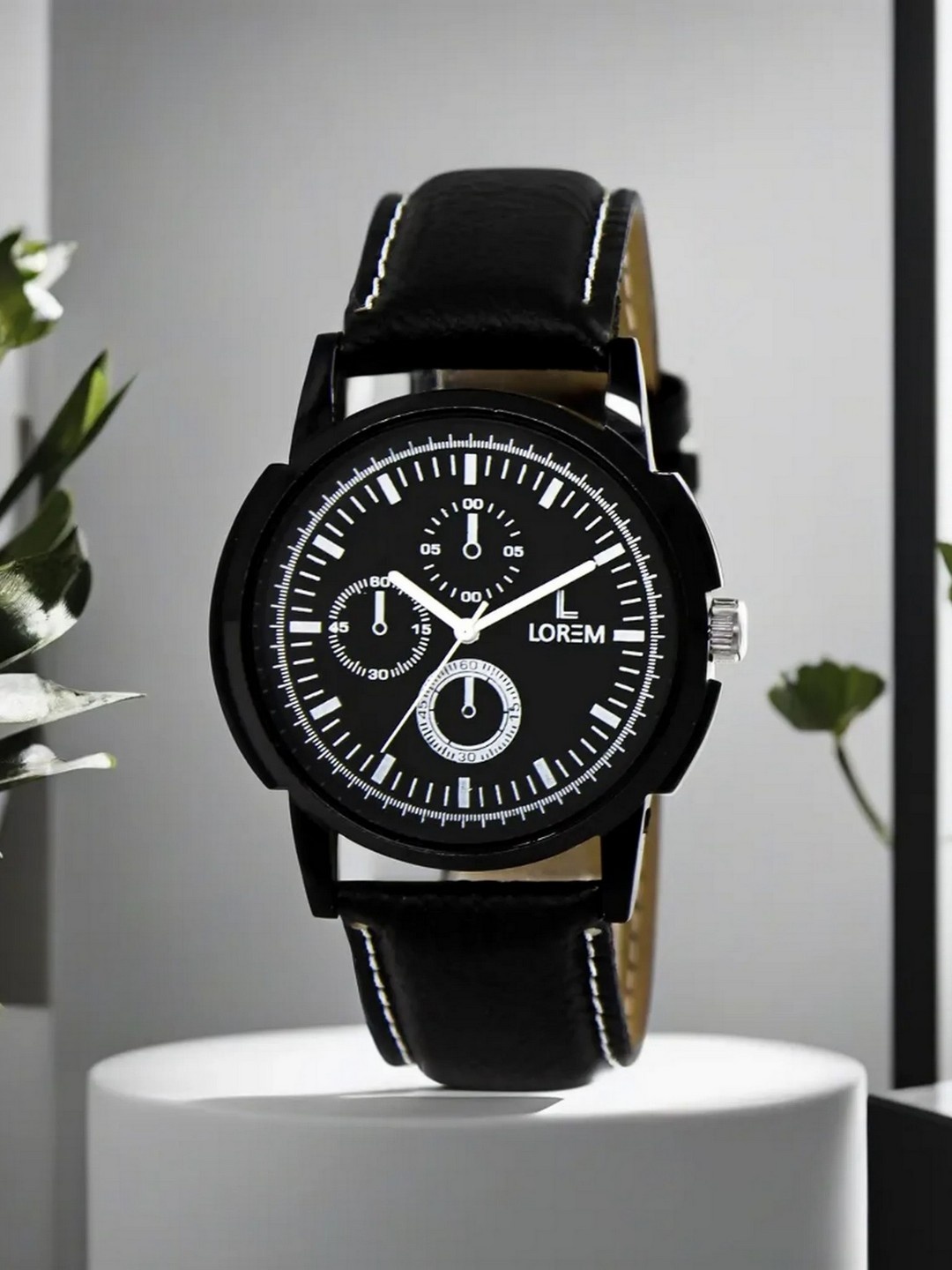 

LOREM Men Black Analogue Watch