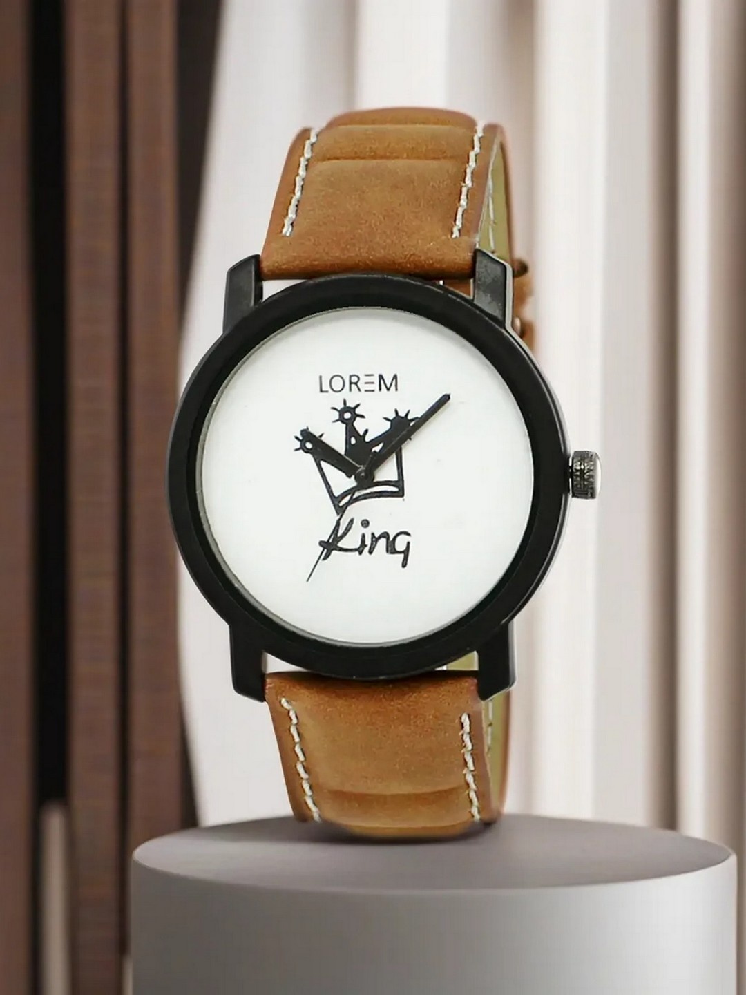 

LOREM Men White & Brown Analogue Watch LR18