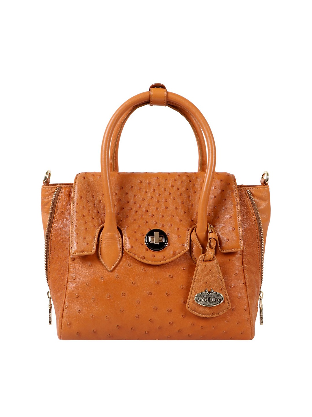 

Hidesign Tan Textured Handheld Leather Bag