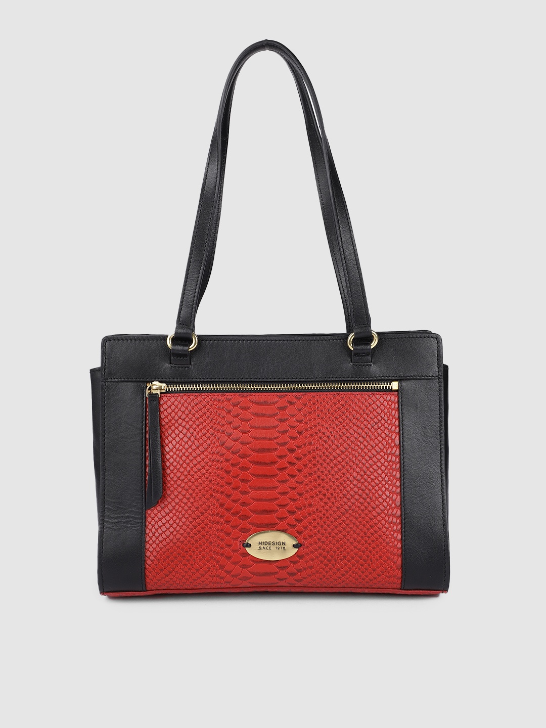 

Hidesign Red Textured Leather Shoulder Bag