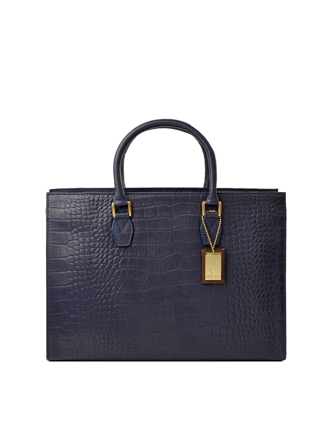 

Hidesign Blue Croco Textured Leather Handheld Bag