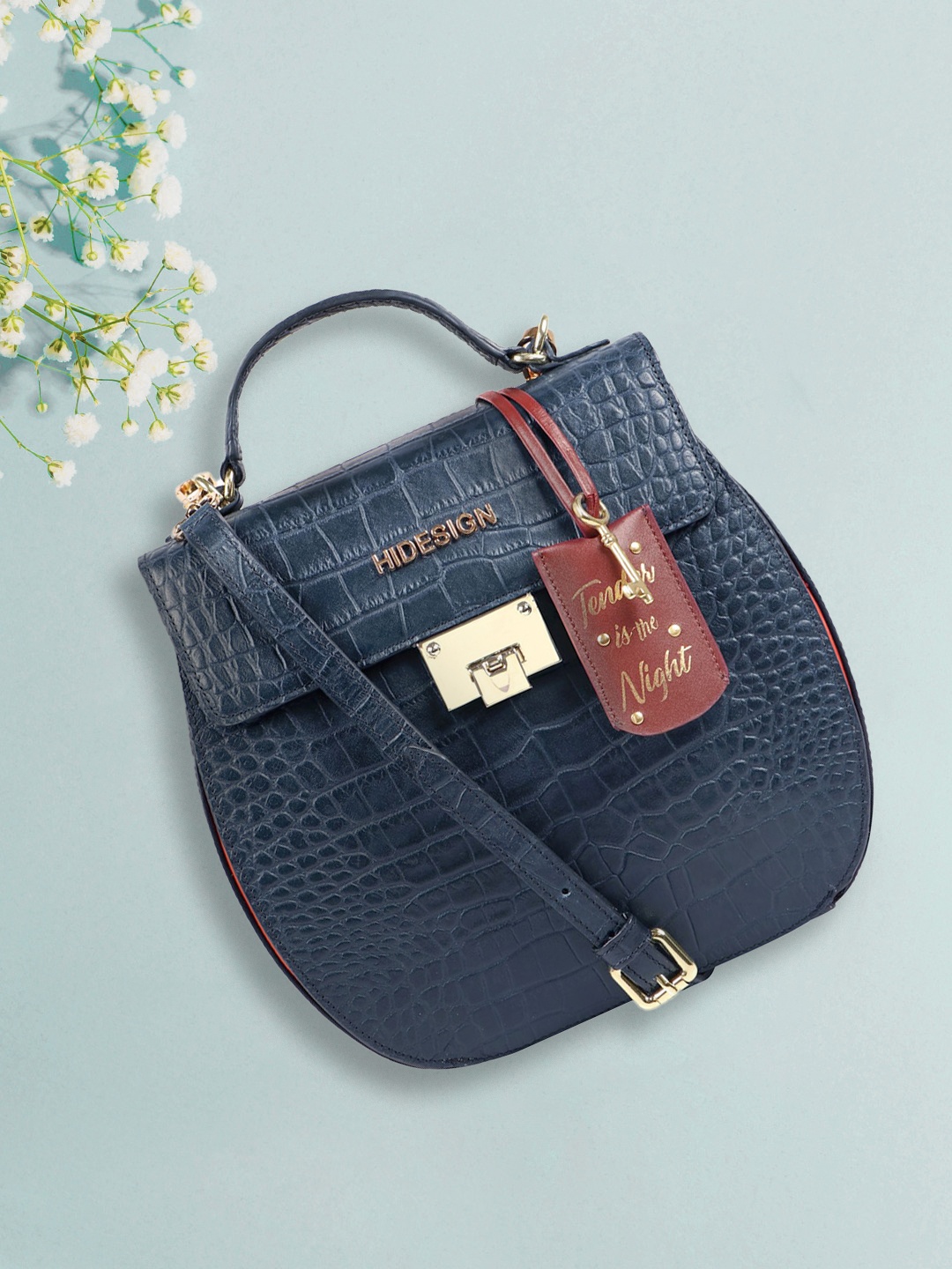 

Hidesign Blue Textured Shoulder Bag