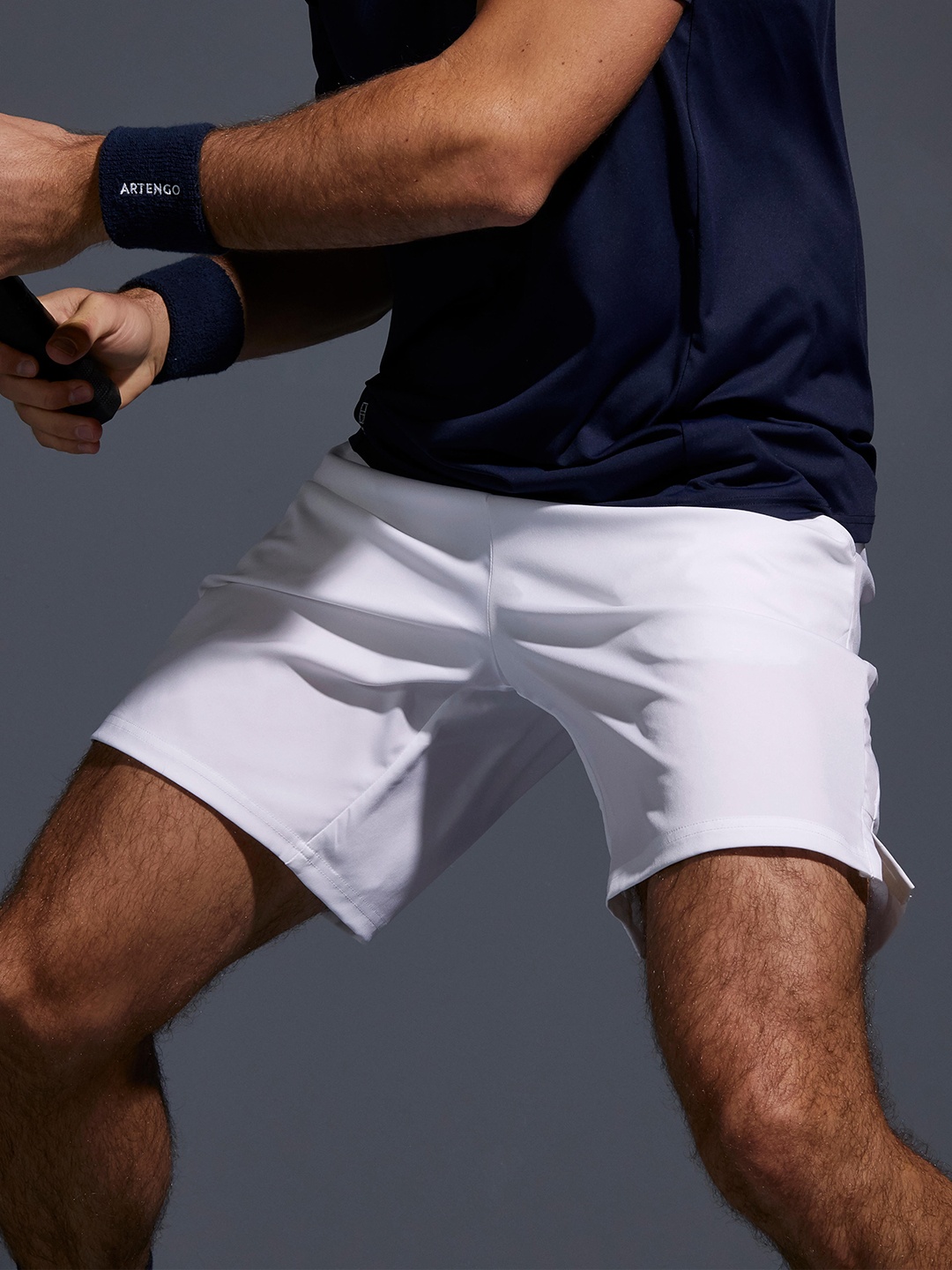 

Artengo By Decathlon Men White Solid Tennis Shorts