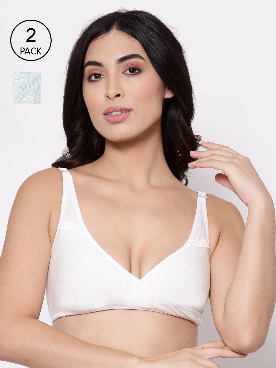 

Inner Sense Pack of 3 Blue Printed Non-Wired Non Padded Maternity Bras, White