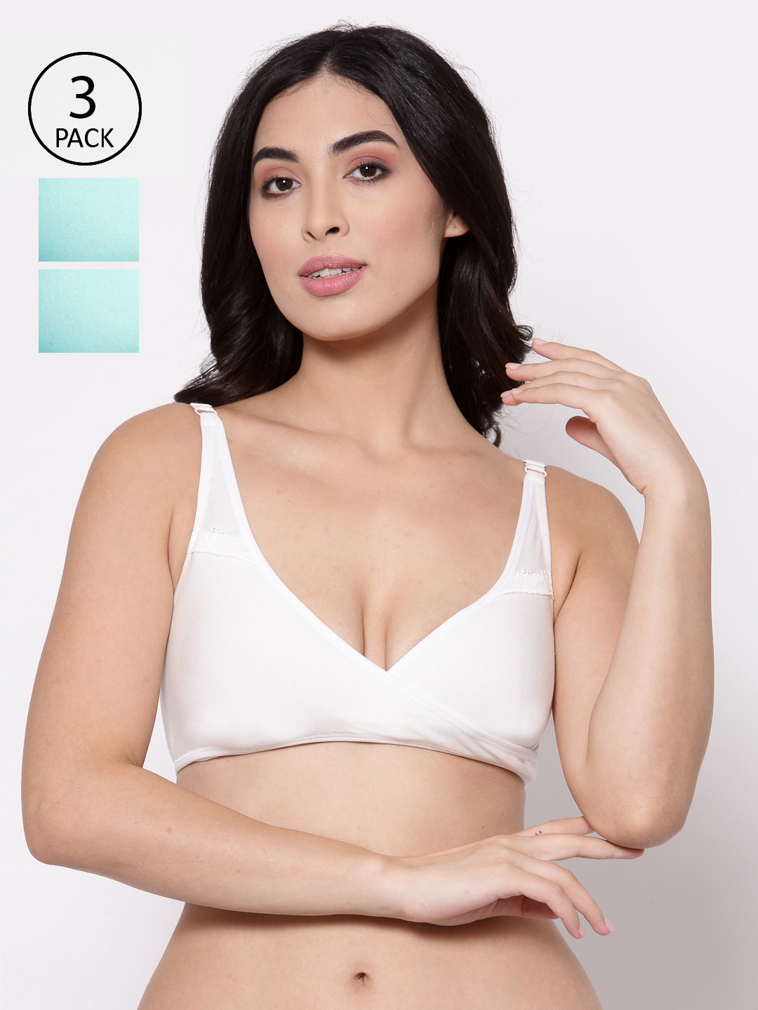 

Inner Sense Pack Of 3 Blue & White Non Padded Maternity Bra IMB007C_7C_7E