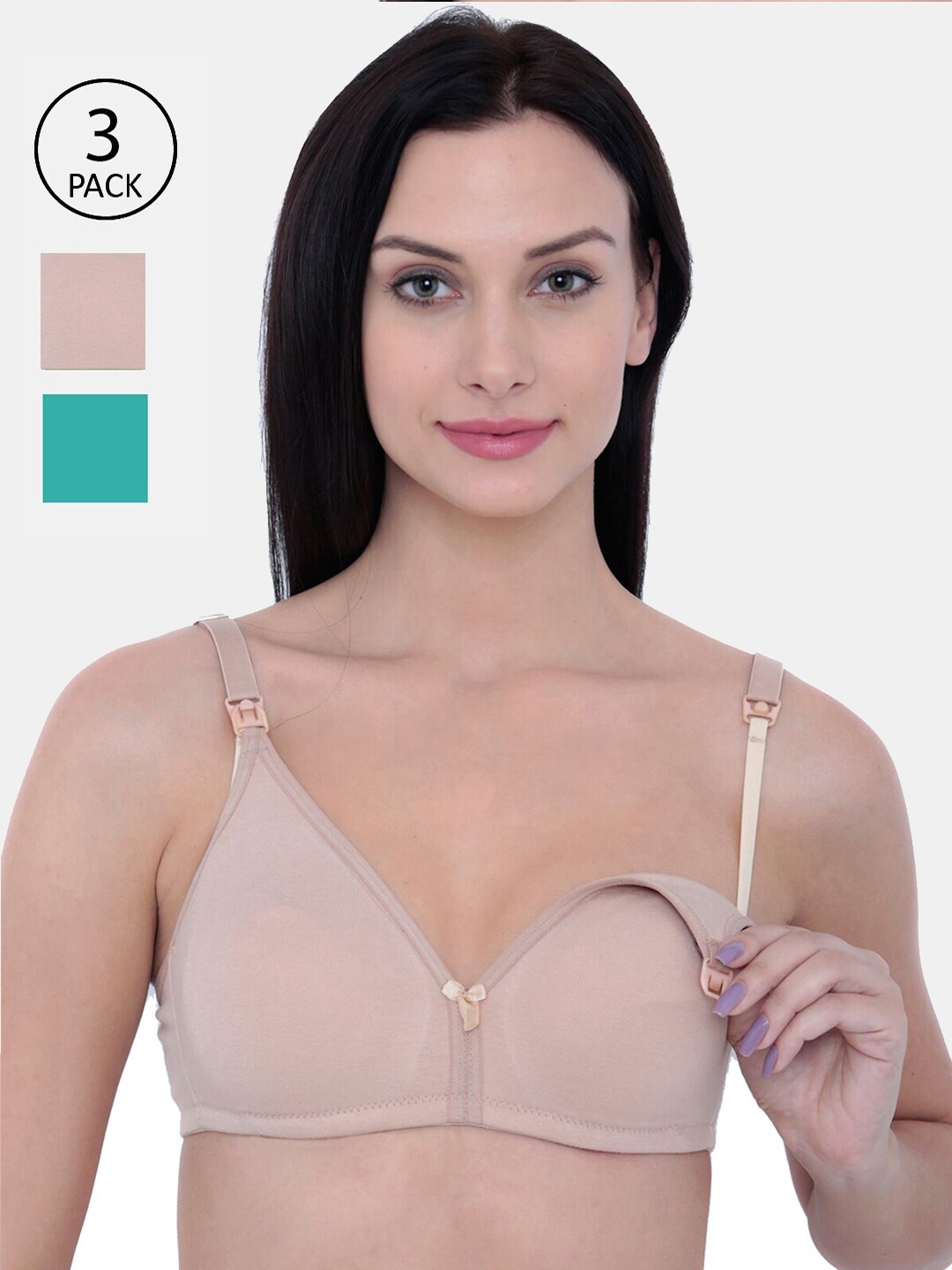 

Inner Sense Pack Of 3 Solid Non-Wired Non Padded Maternity Bra IMB006E_6E_6B, Green