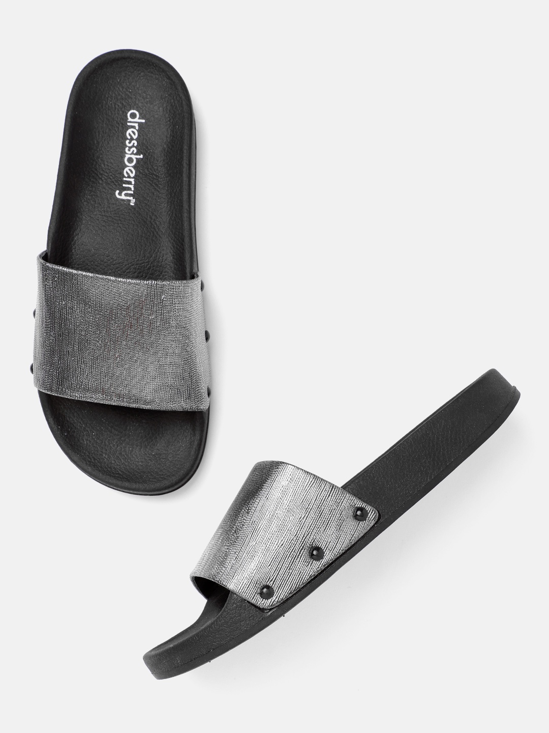

DressBerry Women Silver-Toned Flip Flops