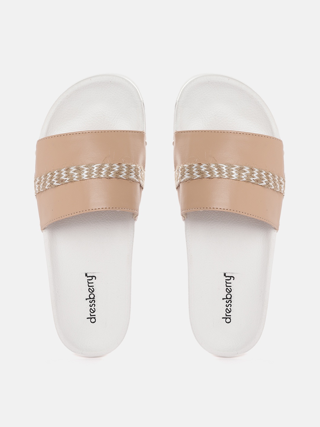 

DressBerry Women Beige & Off-White Woven Design Detail Sliders