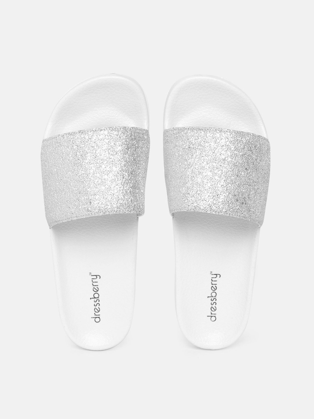 

DressBerry Women Silver-Toned Sheen Effect Sliders