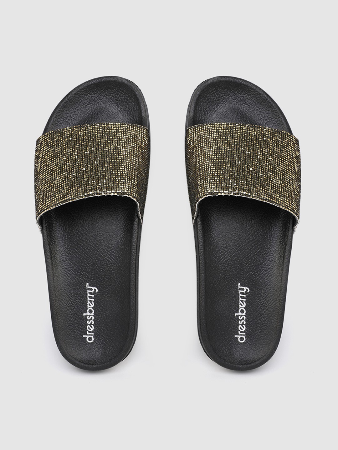 

DressBerry Women Gold Embellished Sliders