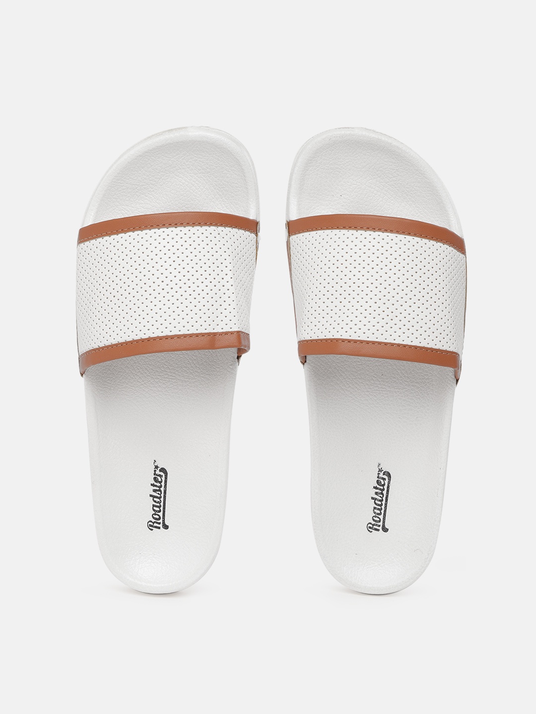 

Roadster Women White Perforated Sliders
