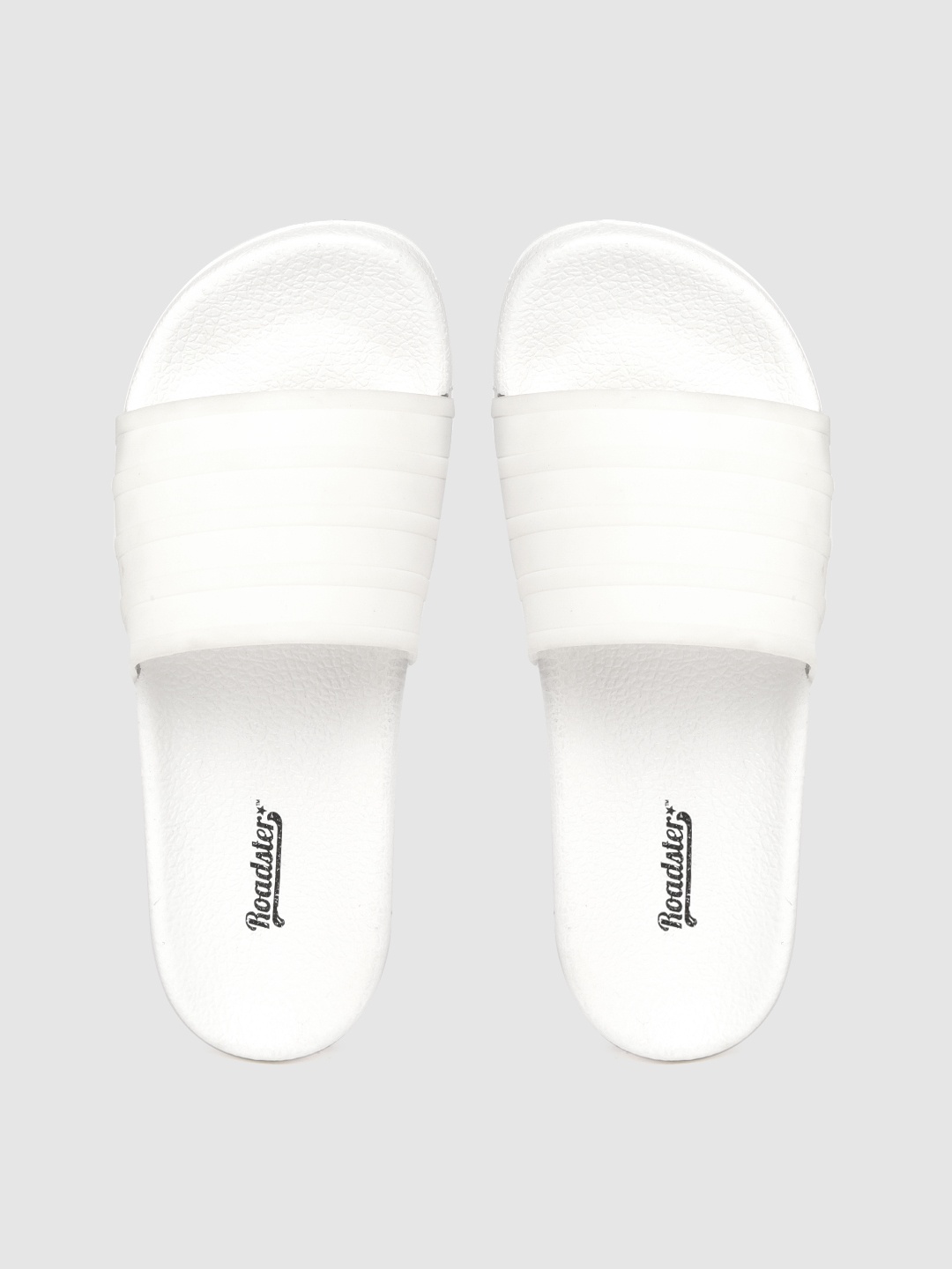 

Roadster Women White Self Striped Sliders