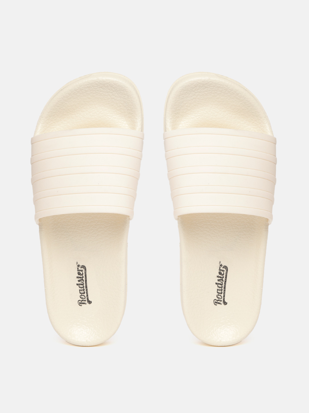 

Roadster Women Cream-Coloured Striped Pattern Sliders