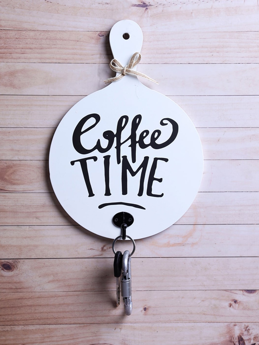 

A Vintage Affair- Home Decor White & Black Coffee Time Print Wall Hanging Key Holder