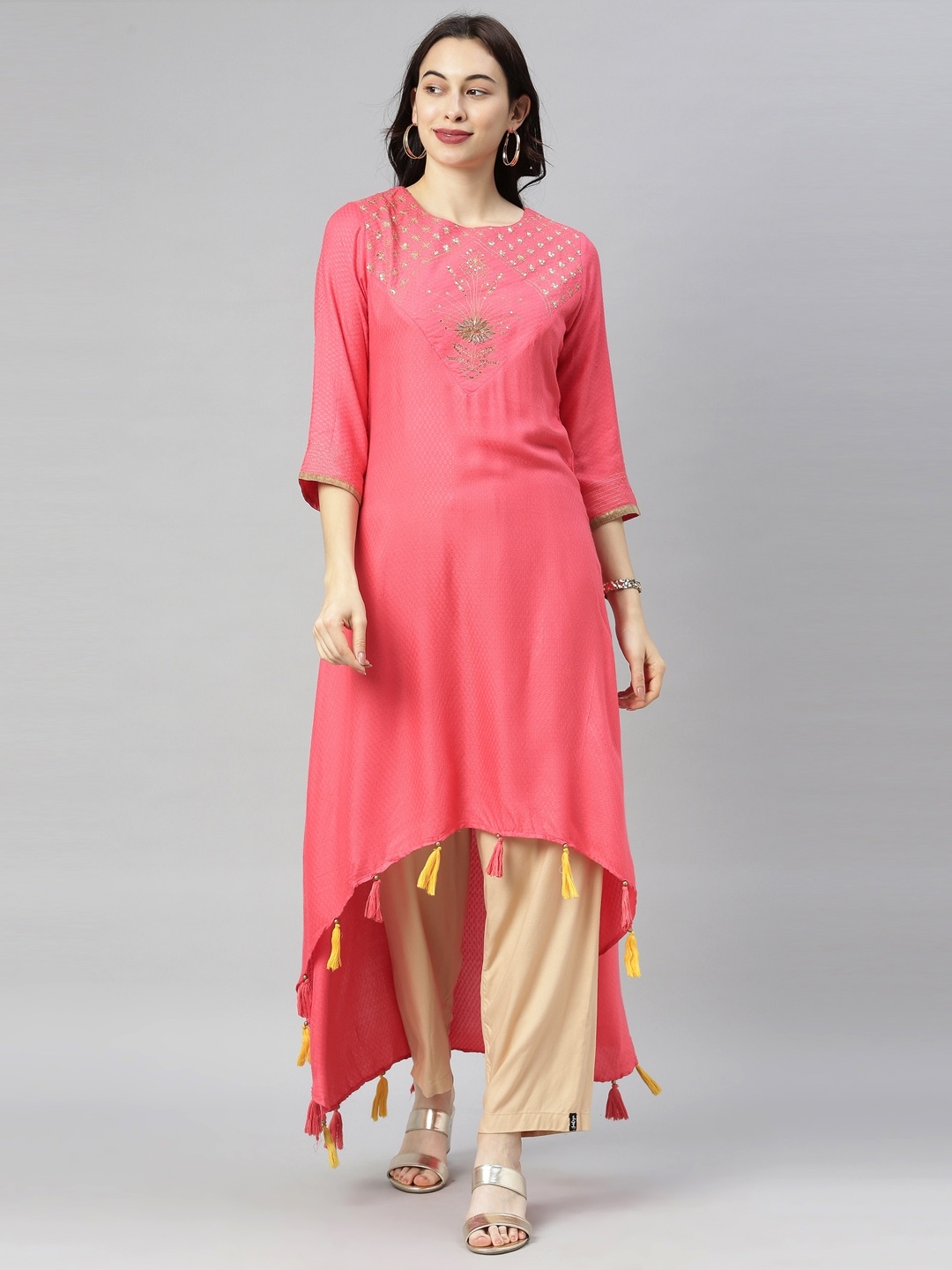

Neerus Pink Yoke Design Kurta