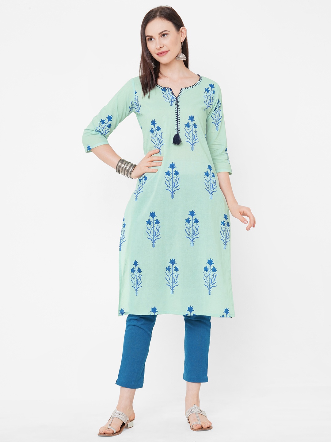 

Aprique FAB Women Blue Printed Kurta with Trousers