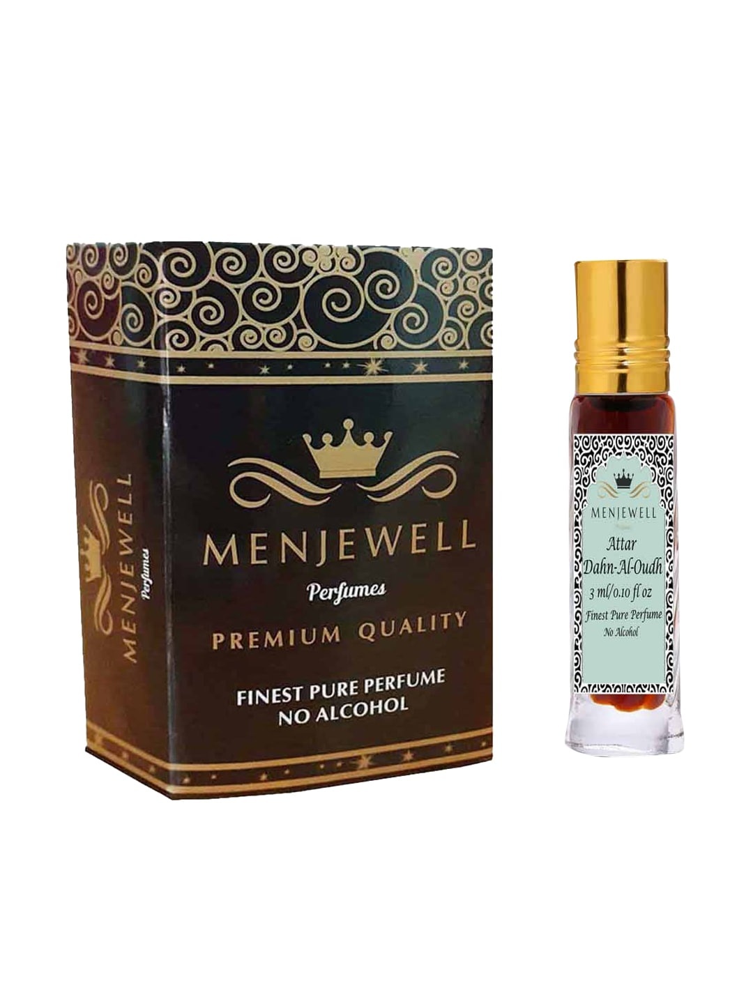 

Menjewell Fragrances Dahn-Al-Oudh Woody Long Lasting Attar/ Perfume 3 ml, Transparent
