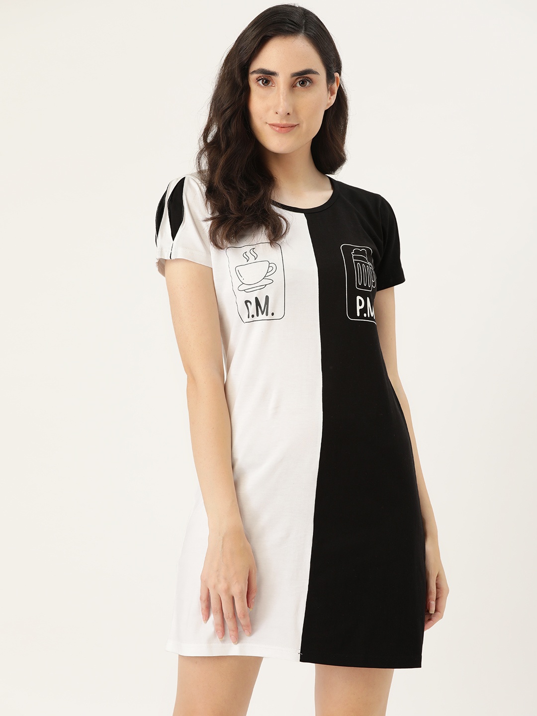 

Clt s Black & White Pure Cotton Printed Nightdress
